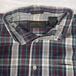 Eddie Bauer Vintage 90s‎ Marin Poplin Button Down Shirt Mens XLT  Maroon Plaid